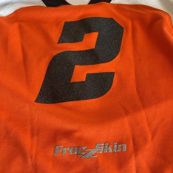 Minnesota Machine Hockey Jersey Sz M Orange Black White Glitter #2 Game Used - Picture 10 of 12